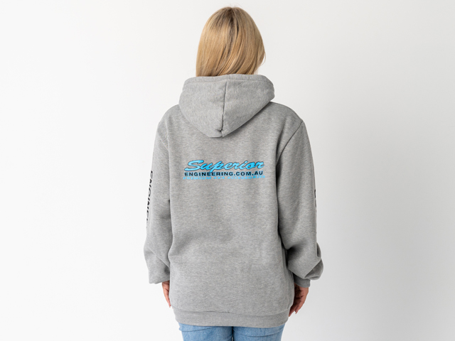 Superior Unisex Hoodie Grey Marle with Sleeve Logo (Each) - SUP-HOODIE-LOGO-U-GREY-XXX